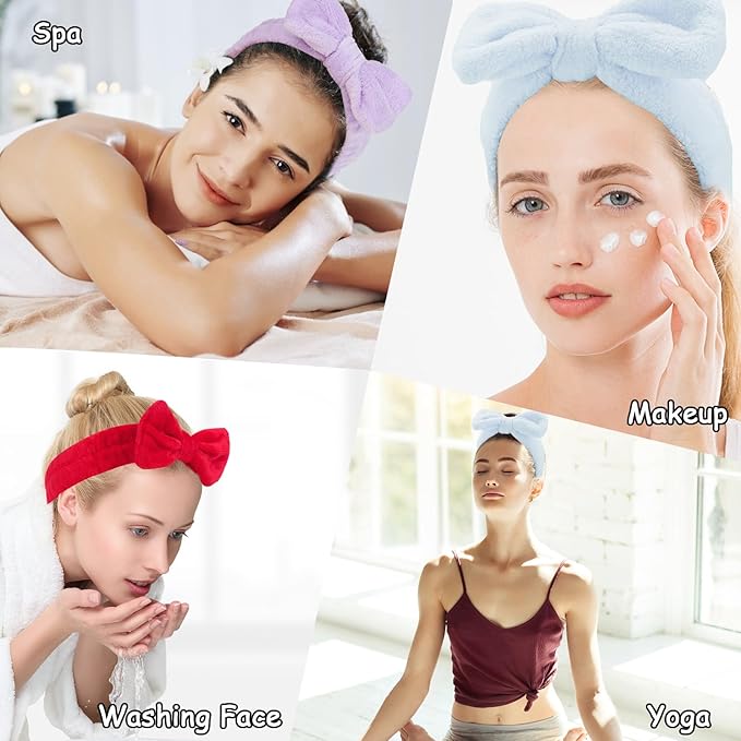 Casoty 6 Pcs Spa Headband, Hair Band for Washing Face, Cheetah Makeup Headband, Skincare Headbands, Soft Fleece Hairband for Face Washing Yoga