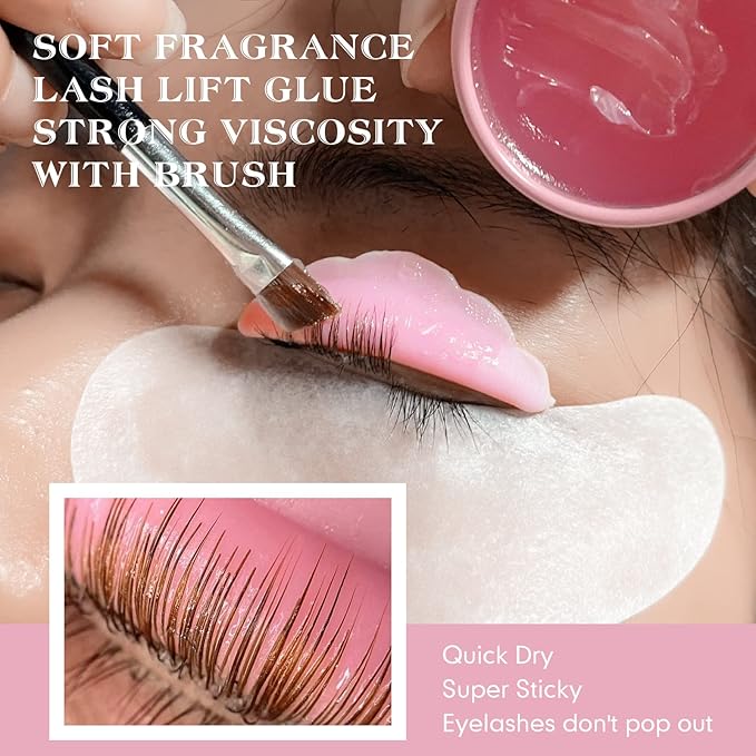 PERMANIA Lash Lift Rods, Great Smell Lash Glue Balm for Eyelash Perm Silicone Curler Pads Reusable Lash Perm Covers Makeup Beauty Tools 17PCS(Pink)