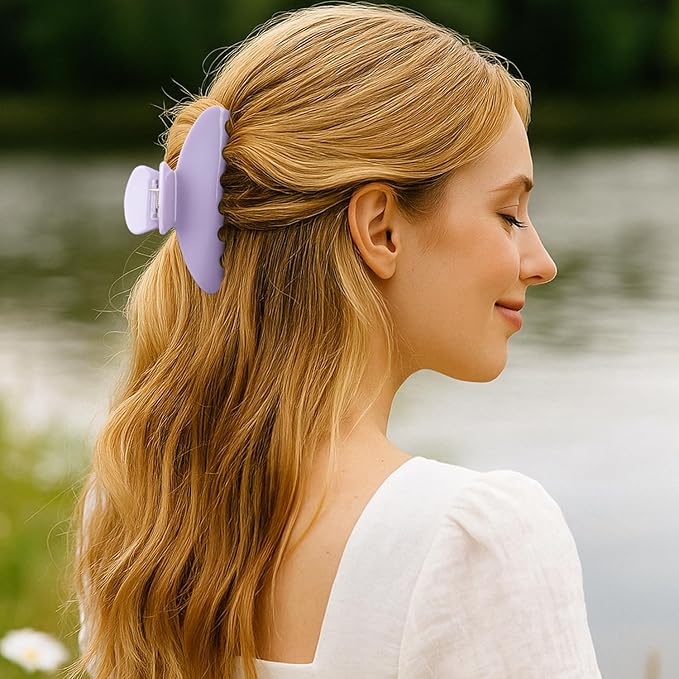 MAORULU Premium Durable Acetate Hair Claw Clips for Women Girls, 4 Inch Large Cute Jaw Clip for Thick or Thin Hair, Vintage Y2K Hair Clamps (Pastel Purple)