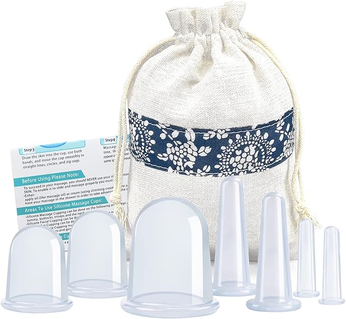 MAFLY Silicone Cupping Therapy Set - Facial Cupping Set - Face and Body Cupping Massager - Vacuum Suction Cups - Anti-Cellulite Cup - Amazing Cellulite Remover Home Use 7PACK