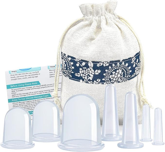 MAFLY Silicone Cupping Therapy Set - Facial Cupping Set - Face and Body Cupping Massager - Vacuum Suction Cups - Anti-Cellulite Cup - Amazing Cellulite Remover Home Use 7PACK