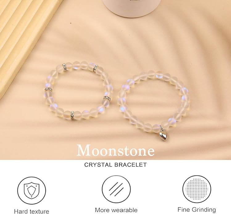 2Pcs Healing Crystal Bracelets for Women Handmade Beaded Bracelet Healing Prayers Crystal 8mm Natural Stone Beads Bracelet Stress Relief Get Well Soon Gifts