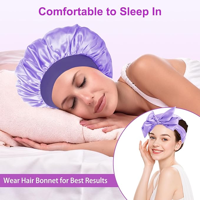 70" Heatless Curls Overnight Hair Curlers to Sleep In for Long Hair, Overnight Curls Heatless Hair Curler No Heat Curlers, Soft Satin Heatless Curling Set with Bonnet for Women - 8 PCS, Purple