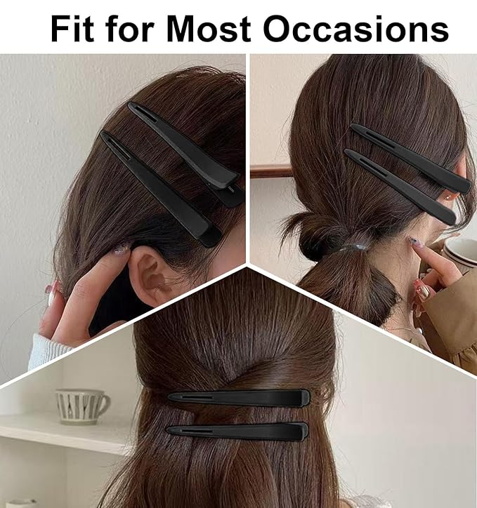 Specific Hair Clips For Styling，6pcs No Crease Duck Billed Clips for Styling, Blow Drying and Makeup | Salon Quality Hair Accessories - 6pcs (3 white +3 black)