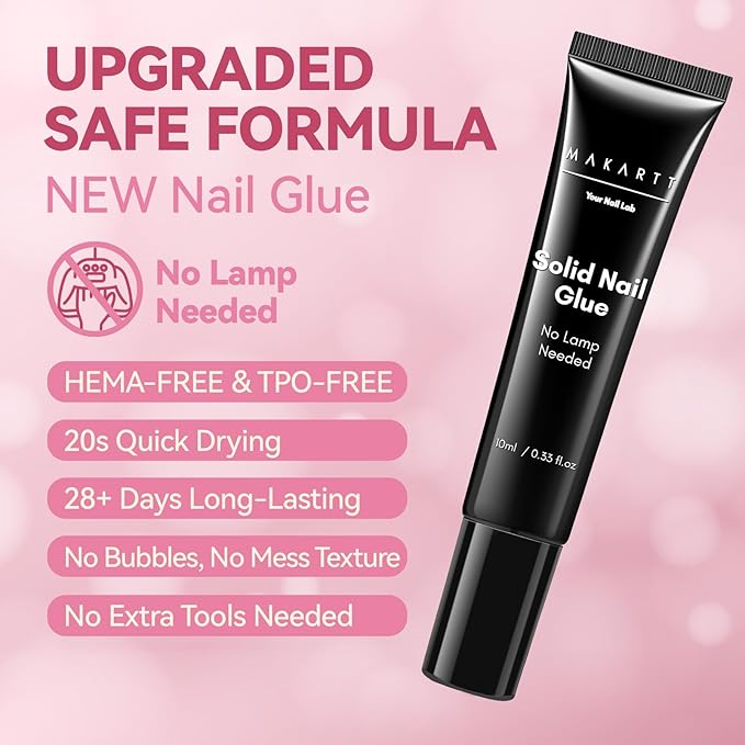 Makartt Hema-Free Semi Solid Nail Glue for Press On Nails, No Lamp Needed Soft Acrylic Gel Nail Tips Fake Nails, Easy to Control Nail Glue Gels for Nail Art DIY Home Manicure 10ml (10ml*2)