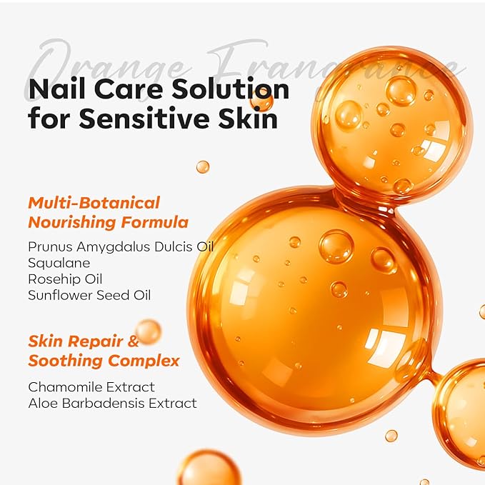 modelones Cuticle Oil Pen Orange Nail Oil for Growth and Strength Nail Growth Oil Cuticle Softener Quick Dry Nail Care Moisturize and Strengthen Damaged Nails 10ml 0.34Fl Oz
