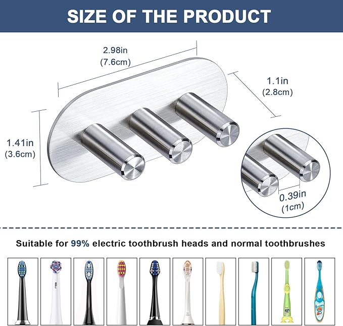 Electric Toothbrush Head Holder for Bathroom Shower, Toothbrush Holders Wall Mounted, Tooth Brushing Holder, Self Adhesive Toothbrush Storage Organizer Toothbrush & Razor Holder (Small)