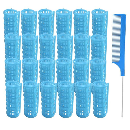 24PCS Plastic Snap-On Self-Grip Heatless Hair Curlers Set, 2.0cm/0.8in - Hairstyling Tools for DIY or Salon