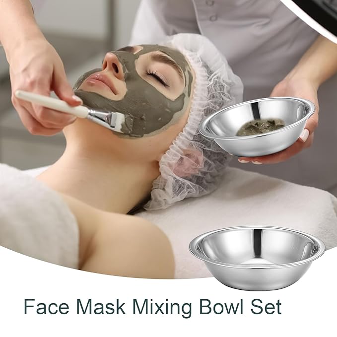 12 Pcs Stainless Steel Facial Mask Mixing Bowl Set 6.3 Inches Wide Esthetician Supplies Facemask Bowl DIY Skin Care Mixing Tool Kit for Lady Women Home Beauty Salon Use