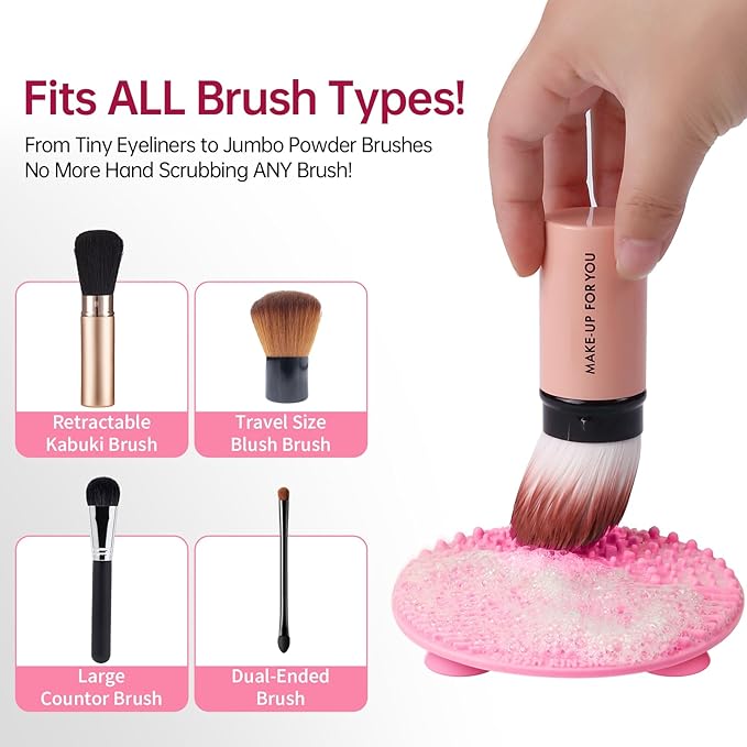 Norate Makeup Brush Cleaner, Make up Brush Cleaner Mat, Silicone Brush Cleaning Mat, Paint Cosmetic Brush Cleaner Pad with Suction Cup for Valentines Day, Stocking Stuffers for Women Moms Teen Girls