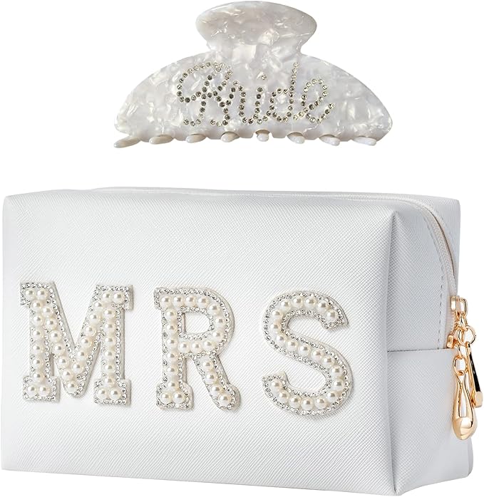 Bride to Be Gift Set, Bridal Shower Gift for Her, Bride Hair Claw Bride Hair Clip, Bride Makeup Bag, MRS Cosmetic Bag, Wedding Gifts Bachelorette Gifts for Bride