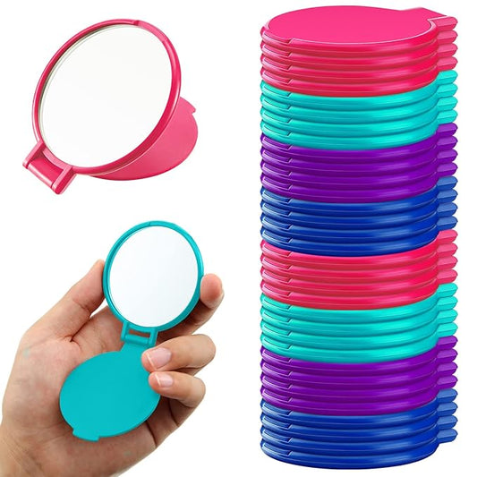 36 Pcs Compact Mirror Bulk Portable Round Makeup Mirror Mini Foldable for Purse Women Travel Daily Use Mother‘s Day Gifts (Pink,Purple,Green,Blue)