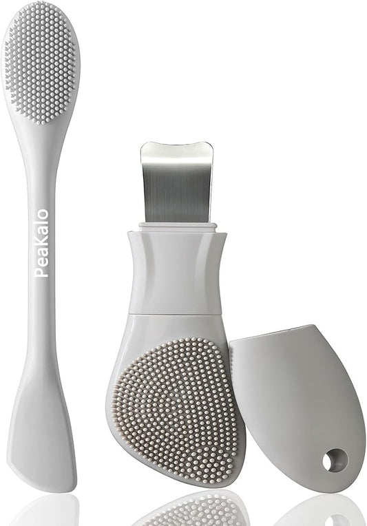 Silicone Face Scrubber Black Head Remover for Face- Appliances for Removing Make-up for Deep Cleansing Blackhead Remover Tools Face Spatula Makeup Removal Washing Brushes Pore Cleaner (Gray)