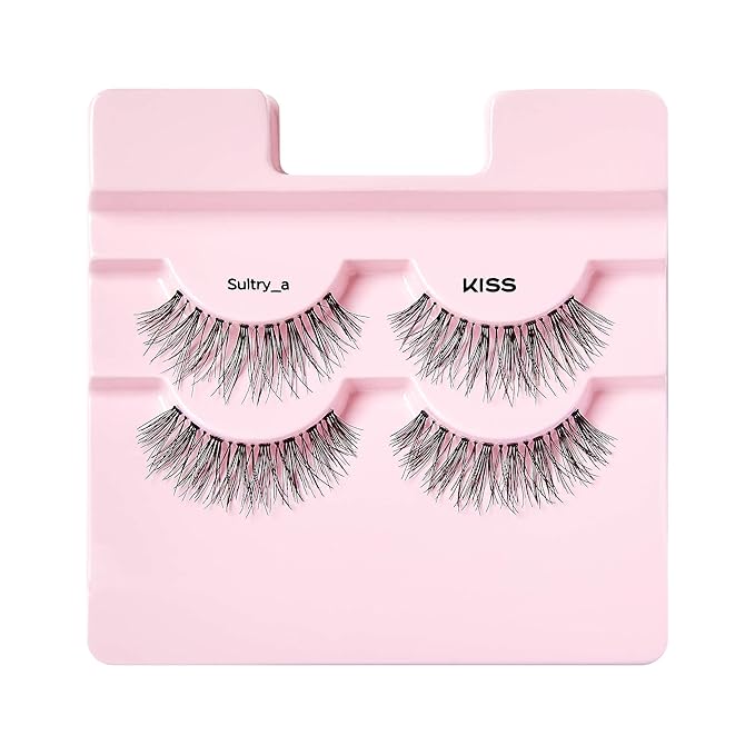 KISS Looks So Natural False Eyelashes Double Pack, Lightweight & Comfortable, Tapered End Technology, Reusable, Cruelty-Free, Contact Lens Friendly, Style 'Sultry', 2 Pairs Fake Eyelashes