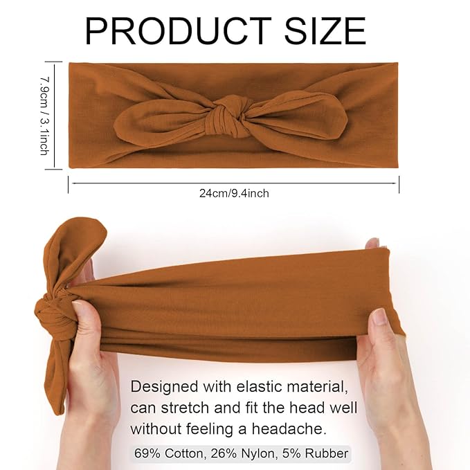 DRESHOW 4 Pack Headbands for Women Bow Knotted Hair Band Facial Cloth Rabbit Ears Running Sport Elastic Hair Wrap