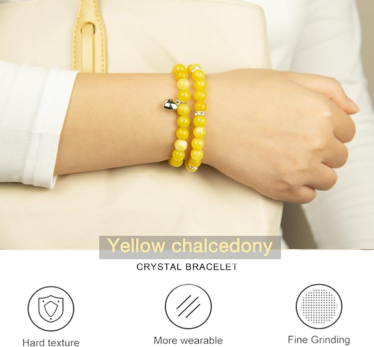 2Pcs Healing Crystal Bracelets for Women Handmade Beaded Bracelet Healing Prayers Crystal 8mm Natural Stone Beads Bracelet Stress Relief Get Well Soon Gifts