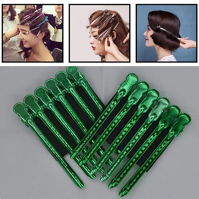 12 Pcs Metal Duckbill Hair Clips for Hair Sectioning Alligator Hair Clips for Styling Dividing Duck Bill Clips with Anti-Slip Holes Salon Barber Styling Tools