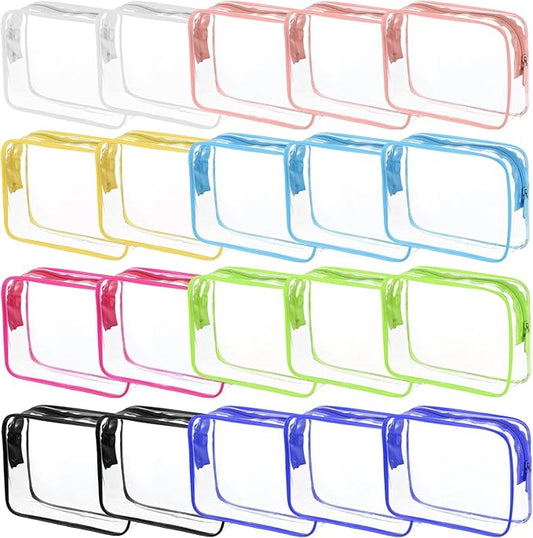 20 Packs Clear Cosmetics Bags for Women Men Waterproof Toiletry Bags PVC Makeup Bags Organizer Case with Zipper for Travel Bathroom (20PCS -8Colors)