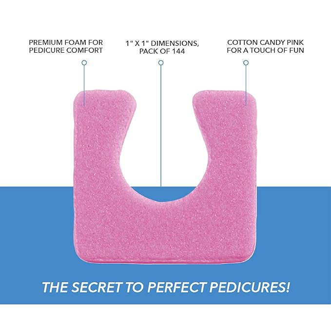 ForPro Professional Collection Sole Toe, Cotton Candy Pink, Individual Pedicure Toe Separators, 1” W x 1” L, 144-Count (Pack of 4)