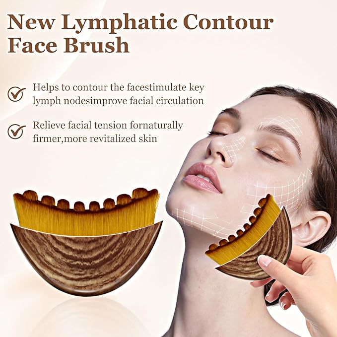 Lymphatic Contour Face Brush for Sculpting, Anti-Puffiness & Face Lift Tool, Promotes Detox, Skin Glow & Serum Absorption, 1 Pack