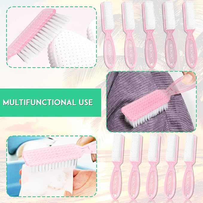 NICEMOVIC 20 Pcs Nail Brush for Cleaning Fingernails, Handle Grip Nail Scrubber Brush, Hand Fingernail Cleaner Brush Manicure Tools Scrub Cleaning Brushes, Use for Toe and Nail Cleaning (Clear Pink)