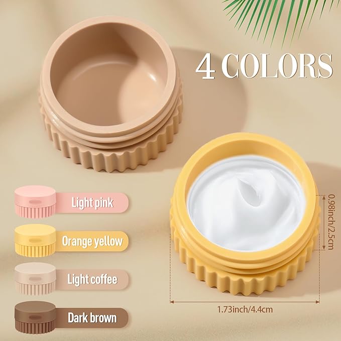 Maxcheck 4 Pcs Travel Containers for Toiletries 0.68 Oz/20 ml Small Silicone Cream Jar with Lid Mini Leakproof Lotion Jar Refillable Travel Cosmetic Container for Face Body Skin Cream (Classic Color)