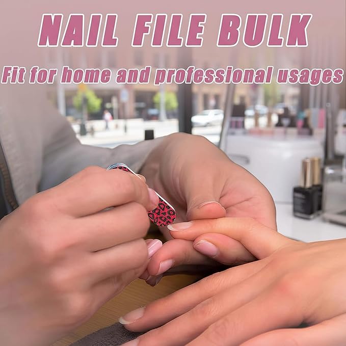 50-Pack 180 Grit Double Sided Disposable Nail Files & Emery Boards for Natural Nails - Bulk Mini/Small Grit Nail File Set for Home Salon, Manicure/Pedicure