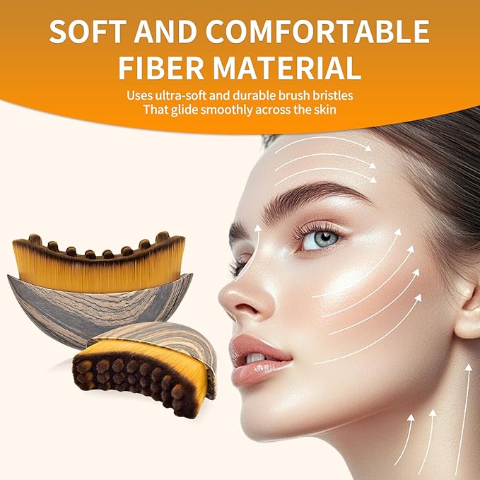 Lymphatic Contour Face Brush with Soft Bristles – Facial Sculpting Tool for Lymphatic Drainage, Dry Brushing & Gua Sha – Face Lifting, Contouring & Skin Detox Brush – 2 Pack