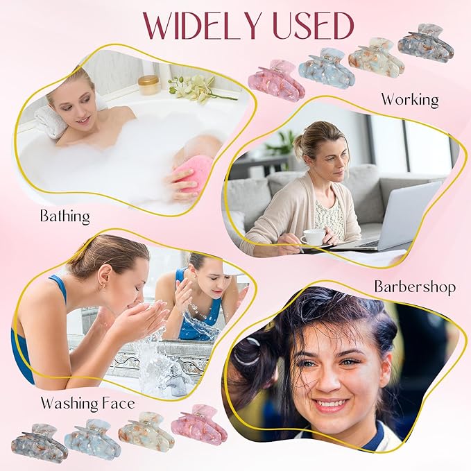 8 Pcs Large Acrylic Hair Claw Clips for Women Cute Non-slip Strong Hold Jaw Clamps Accessories for Thick Thin Hair (Bright Color)
