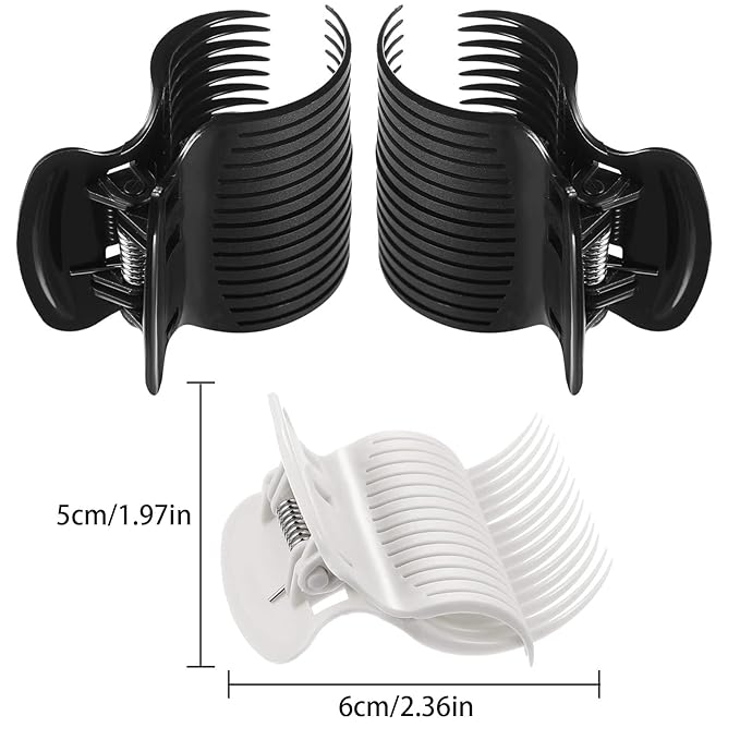 12 Piece Hot Roller Clips Hair Curler Claw Clips Replacement for Women Girls Hair Section Styling (White,Black)