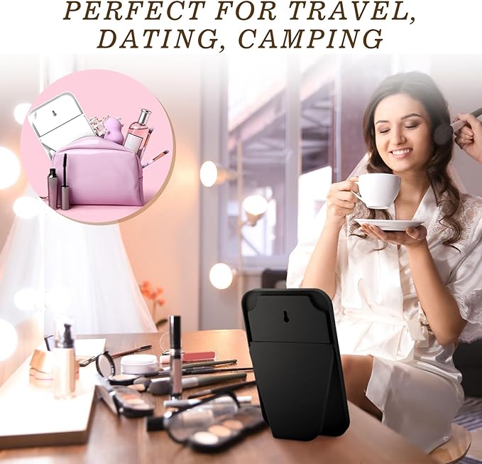 12 Pack Desktop Makeup Mirror Bulk 90° Adjustable Portable 8" Vanity Table Mirror with Stand, Folding Travel for Makeup Party Spa Party, Women, Cosmetics Personal Beauty (Black,White)