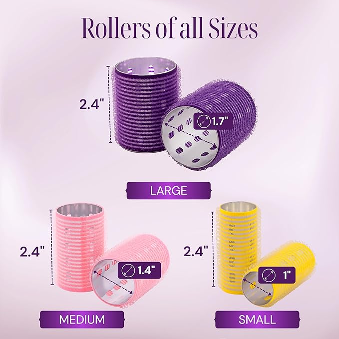 Thermal Rollers for Hair - 37 Self Grip Hair Rollers with 18 Clips and Styling Comb - Aluminum Thermal Hair Rollers for Volume and All-Day Curls - For Short, Medium, and Long Hair (Small)