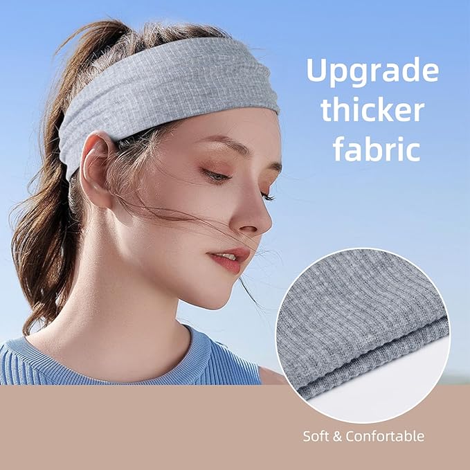 TERSE Headbands for Women Wide Non Slip Hairbands for Women's hair Soft Elastic Thick Head Bands Fashion Workout Yoga Hair Accessories, 6 Pack