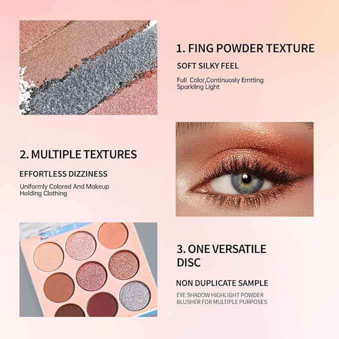 High Pigment 9-Color Nude Brown Eyeshadow Palette – Matte, Shimmer & Glitter Shades Eye Shadow Kit, Long-Lasting Warm Neutrals for Soft Glam & Daily Wear,Blendable Travel-Friendly-Caramel Bronze