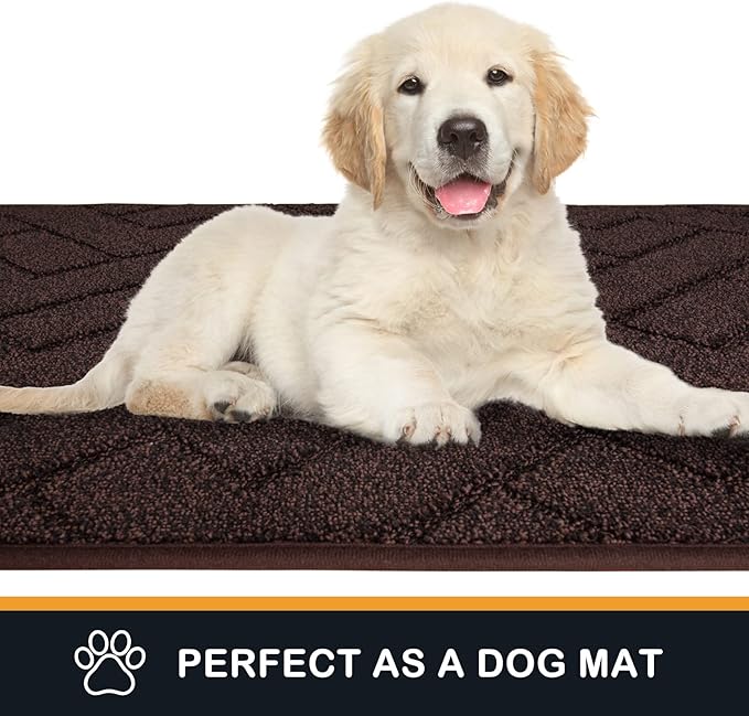 PURRUGS Dirt Trapping Door Mat 32" x 47", Non-Slip Machine Washable Entry Rug, Dog Doormat, Indoor Front Door Mat, Super Absorbent Entryway Rug for Muddy Shoes & Paws, Brown
