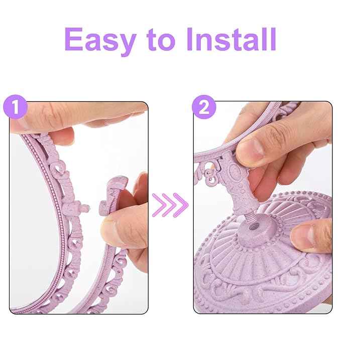 DEAYOU 4 Pack Oval Shaped Cosmetic Mirror, Vintage Vanity Tabletop Mirror Double Sided, Rotatable Cute Dresser Mirrors with Stand for Makeup, Girl, Women, Beauty, Spa Party, 4 Color