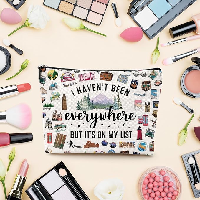 LONGXIN Travel Bag Gifts for Women Travel Makeup Bag Essentials Cosmetic Bag Toiletry Bag World Gift Flight Vacation Gifts for Women Sister Friend