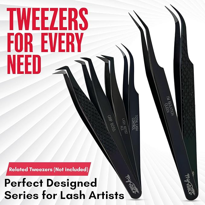 My Lash Tools Mega Boot Volume Fiber Tip Lash Tweezer – GRIP BOSS, Non Slip Soft Grip, Professional Volume Eyelash Extension Tweezers, Lash Artist Tool (Black)