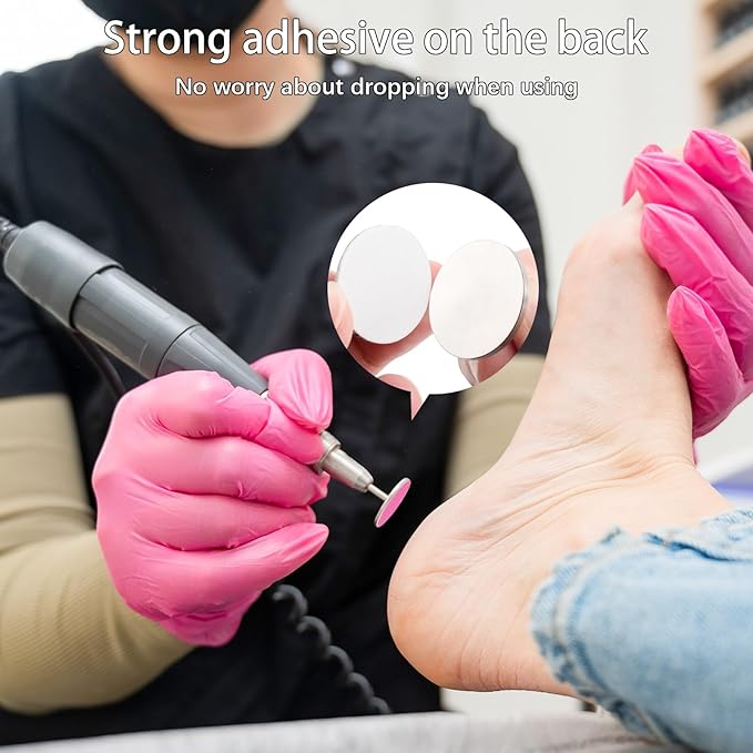 100pcs Sanding Paper Discs with Metal Nail Drill Bit,25mm Foot File Sandpaper Discs #180 Grits for Manicure Pedicure (Pink)