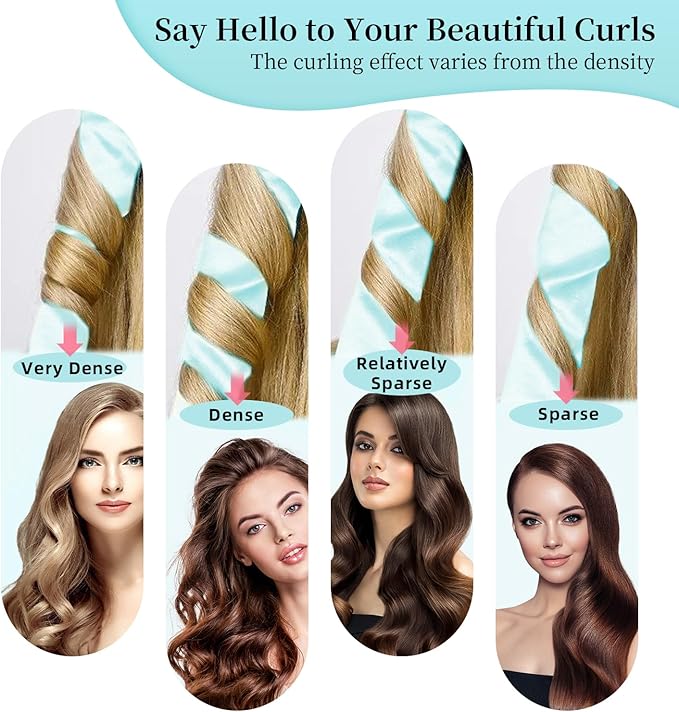 Heatless Hair Curler and Curling Scrunchie Set, Heatless Curls Overnight, Heatless Curling Rod With Spray Bottle, Overnight Blowout Rods, No Smell, No Heat Wave Curlers for All Hair Types (Blue)