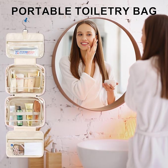 TOPEAST Travel Toiletry Bag Makeup Bag - Hanging Toiletry Bag for Women, Portable Toiletries Travel Bag and Cosmetic Bag, Airplane Travel Essentials Travel Toiletry Bag - Letter S, Purple