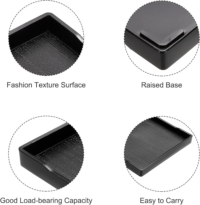 PATIKIL 13x9 Fast Food Tray, Plastic Reusable Recyclable Multi-Purpose Rectangle Serving Tray for Restaurant Home Kitchen, Black