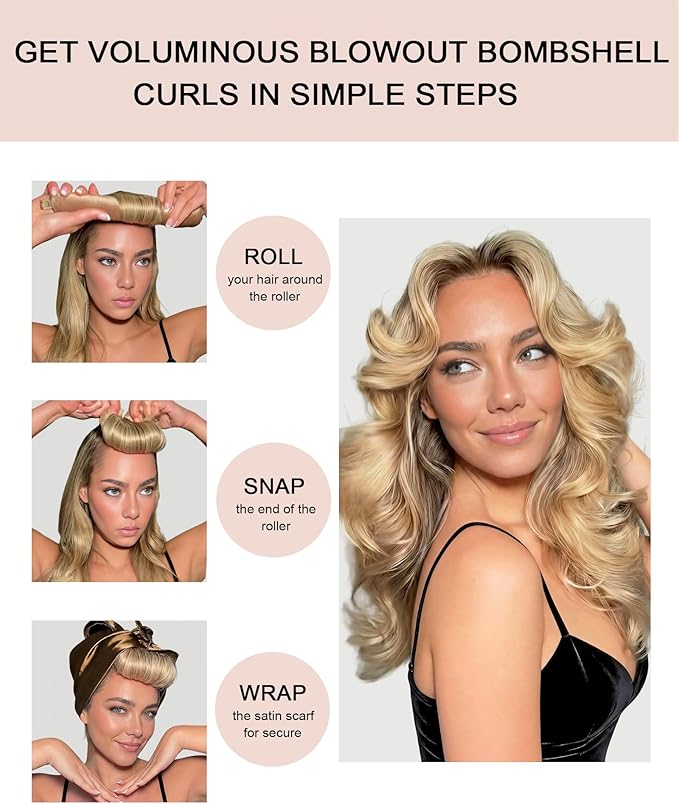 Classic Heatless Curls Overnight Rods No Heat Hair Curlers Curling Iron Jumbo Flexi Rods Large Foam Hair Rollers for Long Short Hair to Sleep in with Satin Scarf Styling Tools Brown