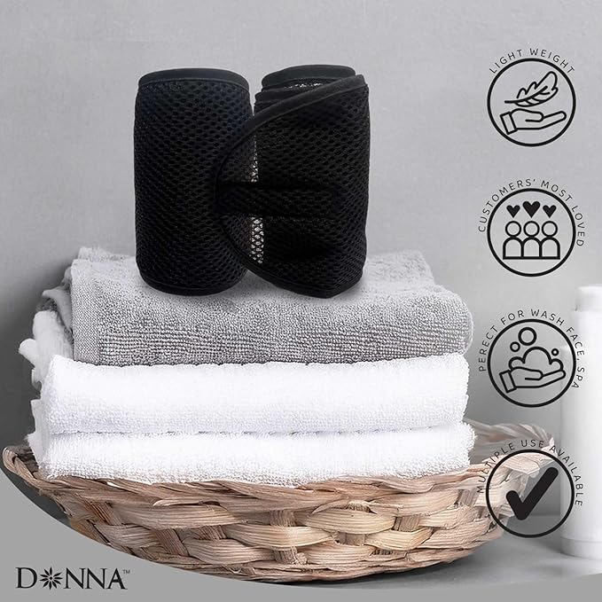 DONNA Deluxe Foam Mesh Wrap – Olive Oil + Vitamin E Treated Hair Wrap for Women, Adjustable Head Wrap, Breathable Mesh & Soft Foam Padding for Sleep or Styling, Black