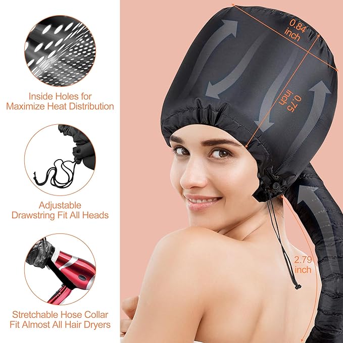 xnicx 42 pcs 7" Flexi Rods,Hair Curlers Rollers Flexible Curling Rods,Heatless Bendy Foam Curls for Long,Medium,Short Hair to Sleep in,with Hair Dryer Bonnet for Quick Shaping(Black)
