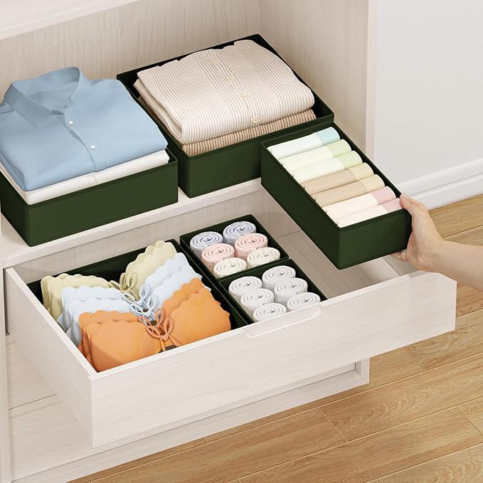 DIMJ Drawer Organizer Clothes, 30 Pack Dresser Organizer, Foldable Closet Organizers and Storage, Fabric Dresser Bins, Drawer Dividers for Nursery, Baby Clothes, Underwears, Sock