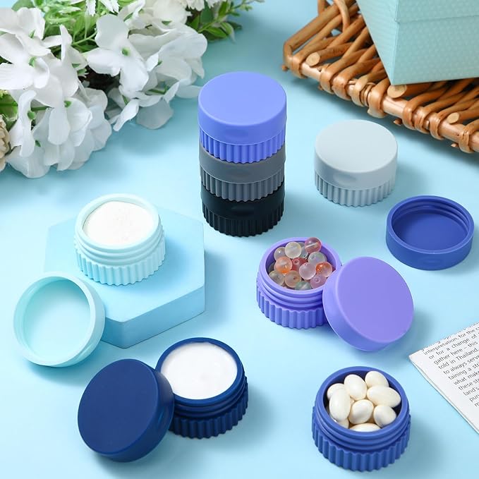 Maxcheck 8 Pcs Travel Containers for Toiletries 0.68 Oz/20 ml Small Silicone Cream Jar with Lid Mini Leakproof Lotion Jar Refillable Travel Cosmetic Container for Face Body Skin Cream (Modern Color)