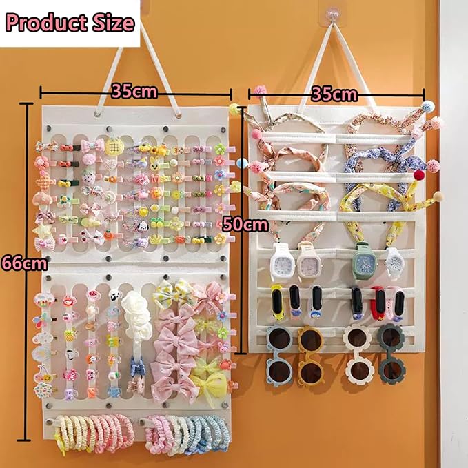Aiqriwv 2 Pack Hair Bows Holder,Hair Clips Storage Hanger Large Capacity,Hair Bows Organizer Wall Hanging for Girl Room,Hair Accessories Organizer（Yellow）