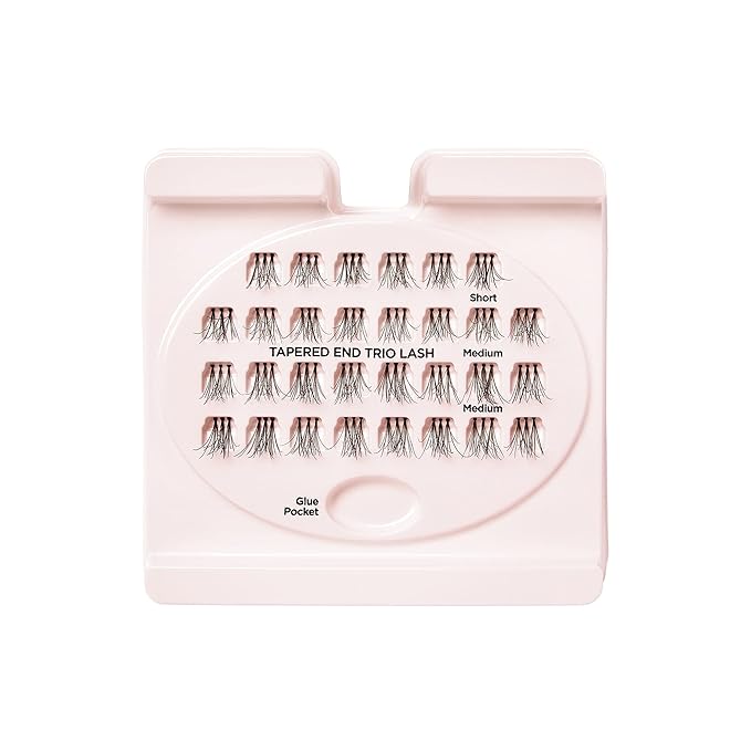 Kiss Looks So Natural Trio Lash Combo Pack False Eyelashes, Lash Extension Kit, Short & Medium, Tapered End Technology, 3D Lengths & Angles, Easy Grip Tray, Lash Glue 0.7g, 30 Lash Clusters