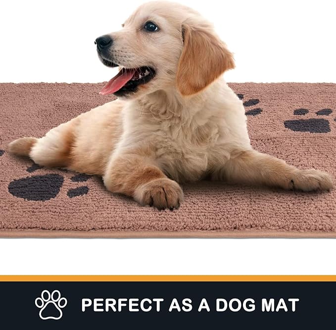PURRUGS Dirt Trapping Door Mat 24" x 59", Non-Skid/Slip Machine Washable Microfiber Entrance Rug, Shoes Scraper, Dog Doormat, Super Absorbent Floor Mat for Muddy Wet Shoes and Paws, Light Brown